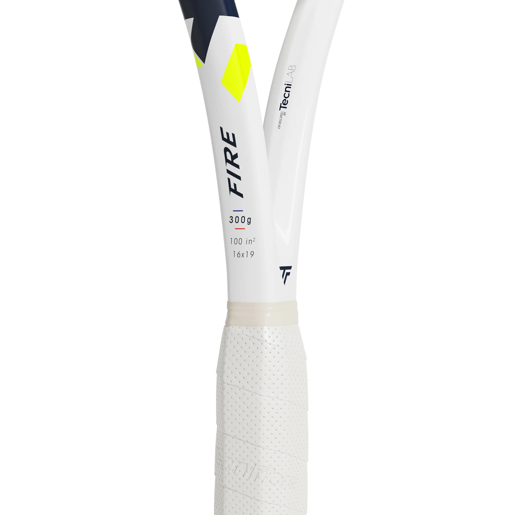 Miniatura 8.0 de Raquete de T&ecirc;nis Fire 305 Branco/Verde Lim&atilde;o Tecnifibre